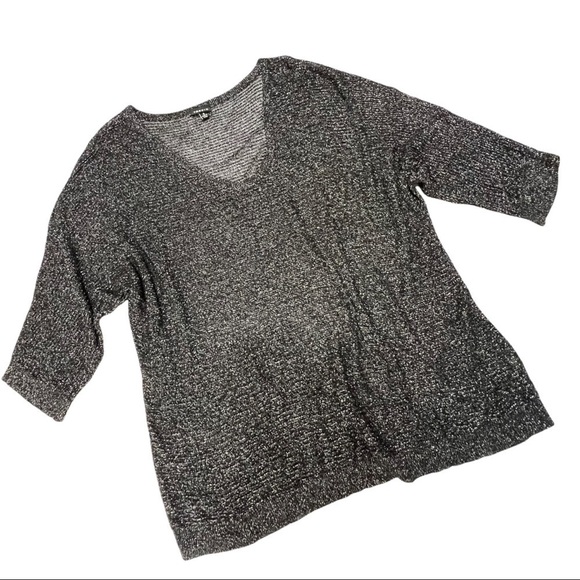 Torrid Black V Neck Metallic Shimmer Dolman Sleeve Top - Picture 5 of 10
